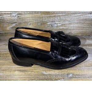 Johnston & Murphy Optima Black Leather Tassel Loafers Wingtip Men's Size 10‎